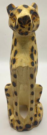 Standing ‘Burnt’ Wooden Leopard