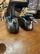 Handmade Ebony Pair of Ducks Decorative and Useful Storage Ornament