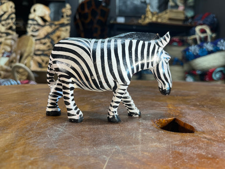 Hand Carved Wooden Painted Striped Zebra