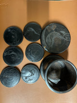 Large Ebony Fish Design Coaster Set with 6 Coasters