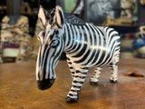 Hand Carved Wooden Painted Striped Zebra
