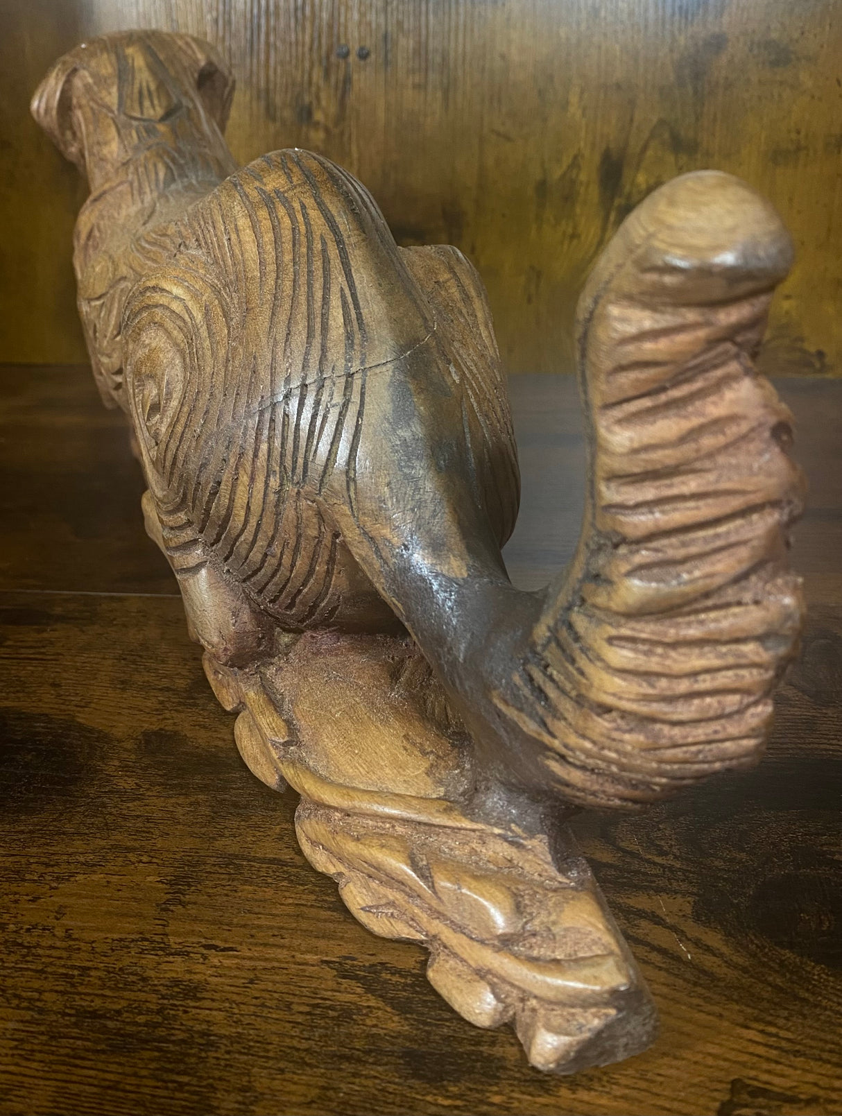 Textured Hand Carved Mahogany Resting Dog
