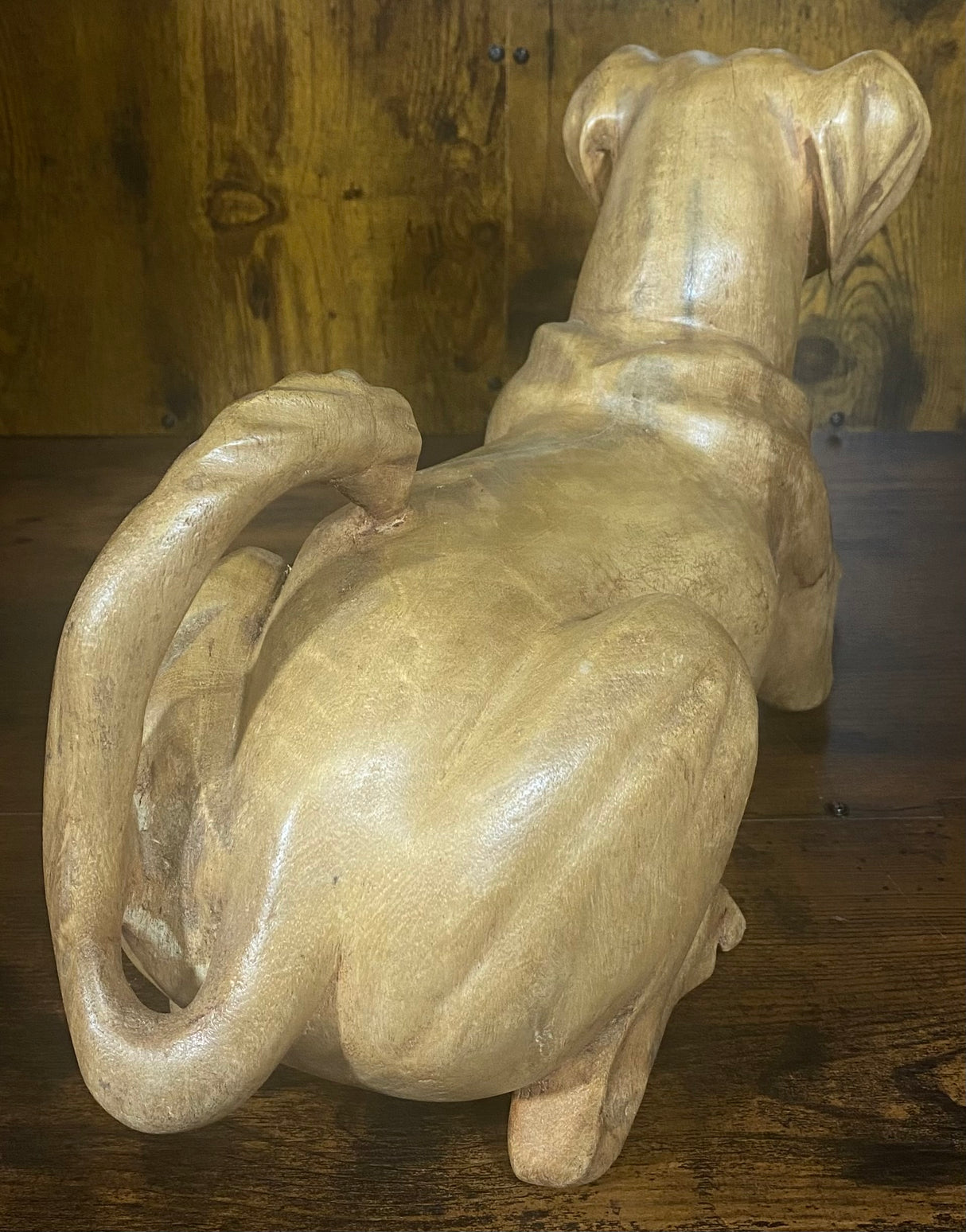 Hand Carved Mahogany Resting Dog