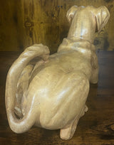 Hand Carved Mahogany Resting Dog