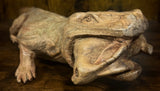 Hand Carved Mahogany Komodo Eating Prey