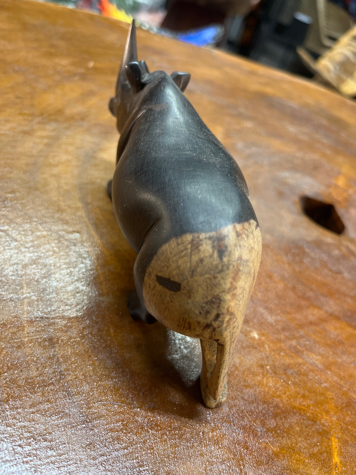 Ebony Small Wooden Standing Rhino Curio