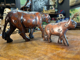 Hand Carved Ebony Wood Mother and Baby Leopard