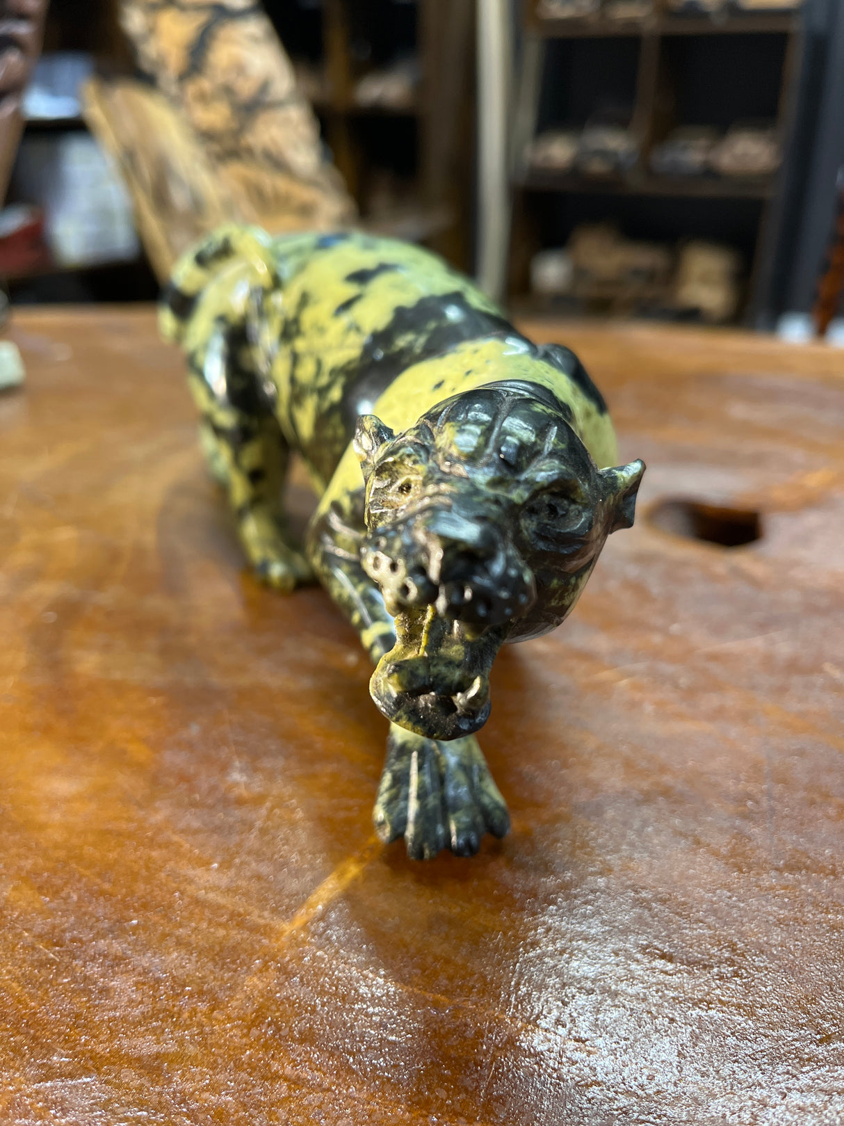 Large Growling Stone Panther Handmade In Malawi