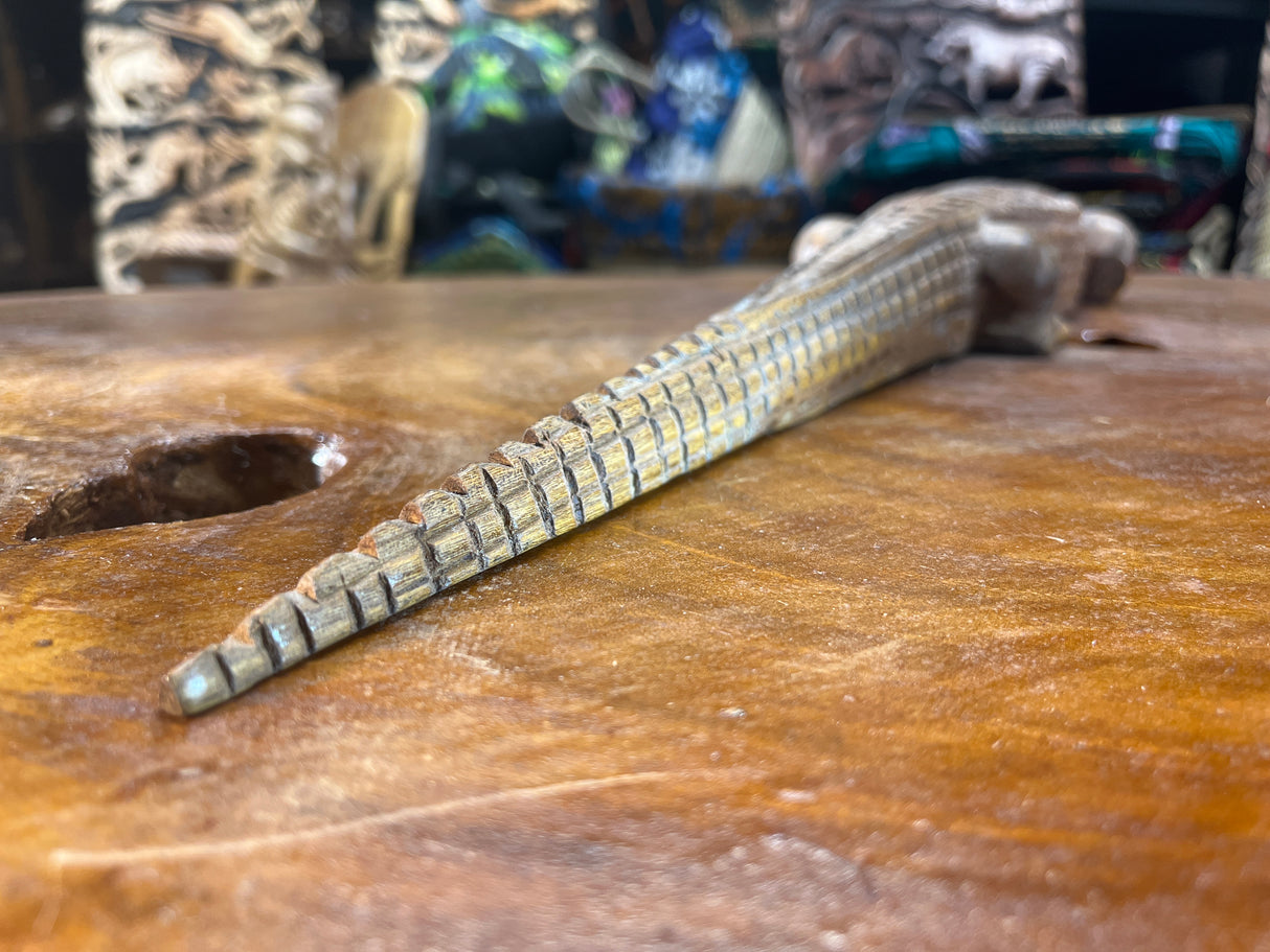 Hand Carved Intricate Wooden Crocodile