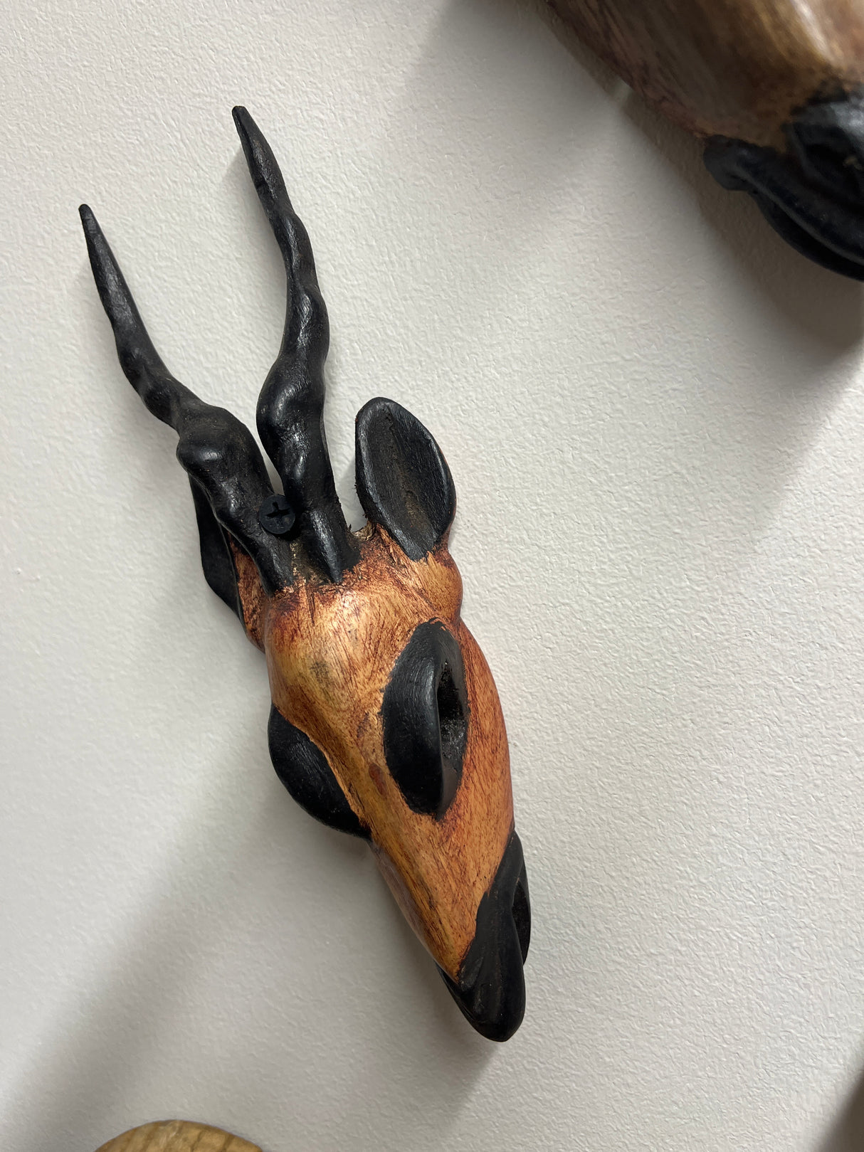 Set of Three Hand Carved Antelope Head Masks