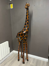Awe Inspiring African Handmade Wooden Life Size Giraffe