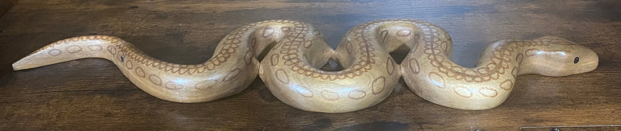 Painted Hand Carved Mahogany Snake