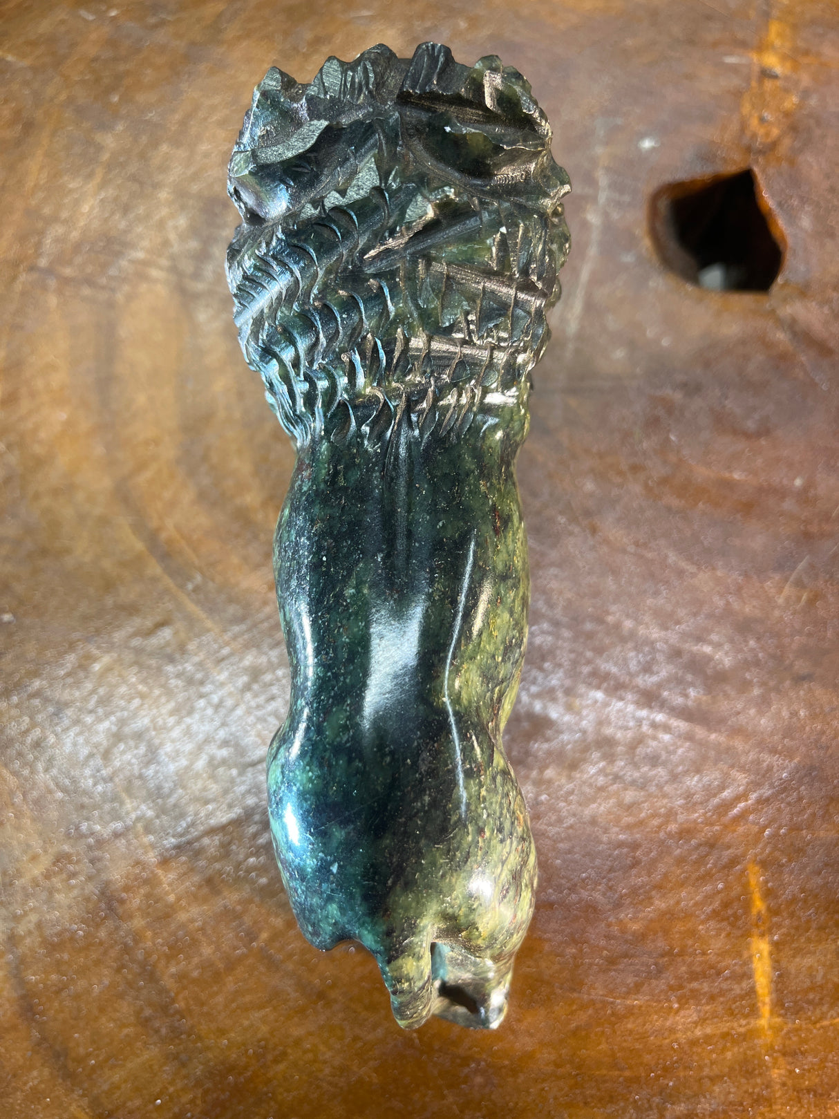 Hand Carved Green Stone Lion