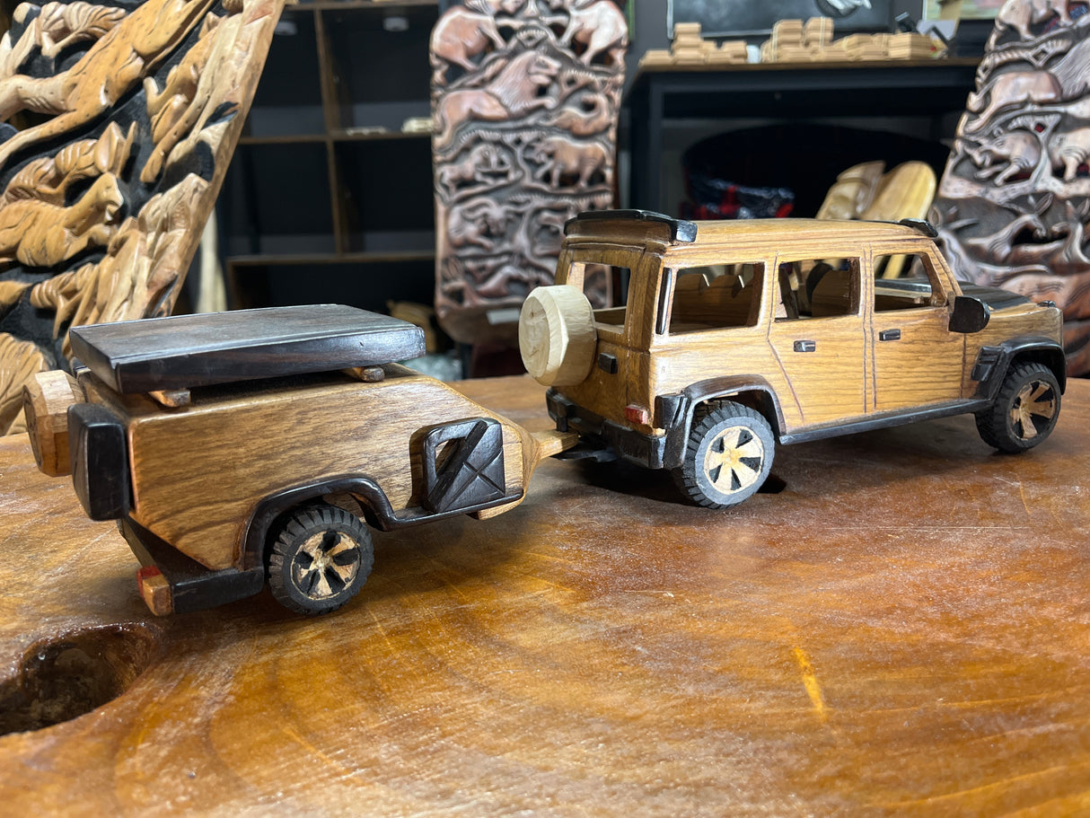 Mercedes G Wagon AMG Style with Trailer V2.1 Hand Carved Mahogany