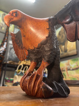 Bold and Stunning Eagle with Spread Wings (3 Piece) Wooden Mantle Top Centre Piece