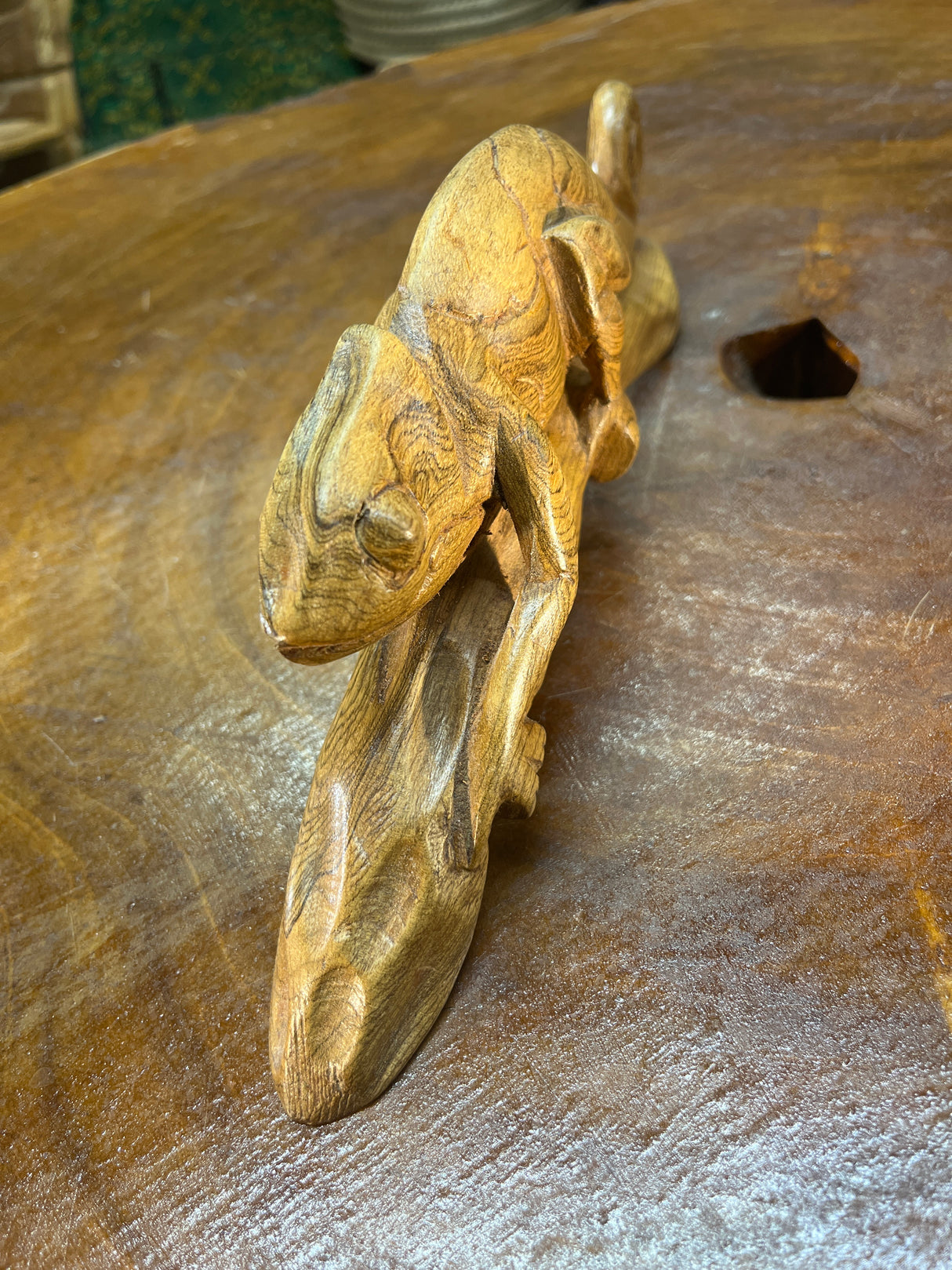 Hand Carved Lizard / Gecko on a Tree Branch