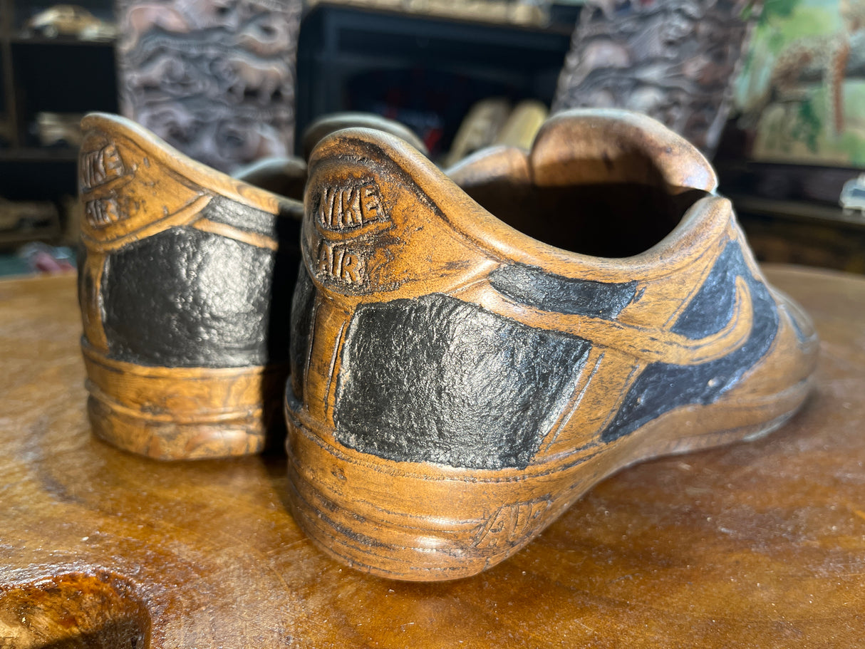 Pair of Nike Dunk Low V1.1 Hand Carved Mahogany Display Piece