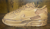 Pair of Nike Air Max 90 V3.1 Hand Carved Painted Mahogany Display Piece