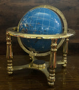 Light Blue Gemstone Globe With Metallic Brass Cradle - Orange Compass