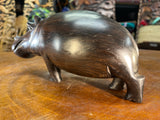 Hand Carved Ebony Wooden Hippo - Mouth Closed