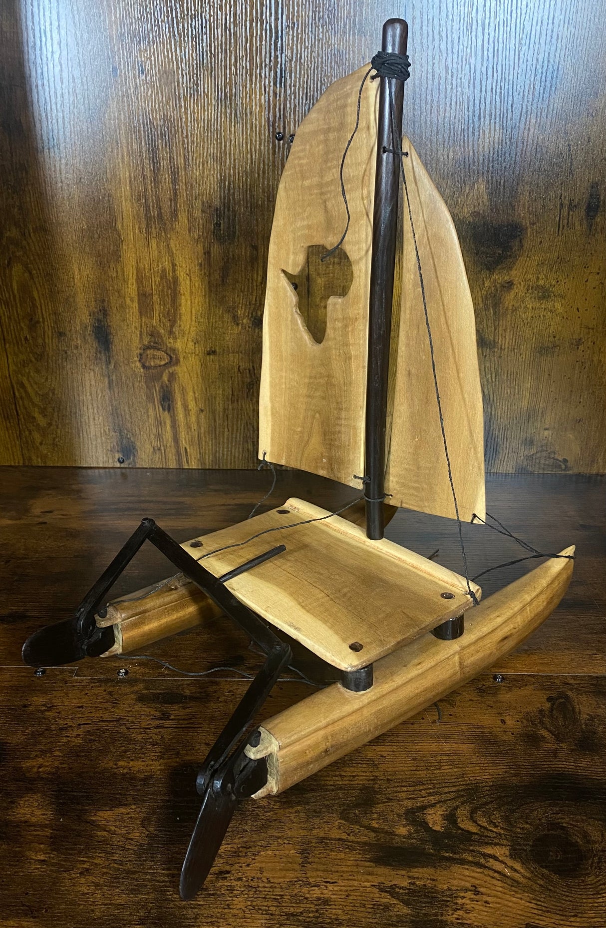 Hand Carved Boat With Africa Country Outline
