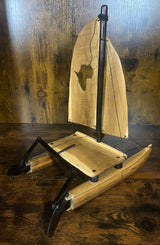 Hand Carved Boat With Africa Country Outline