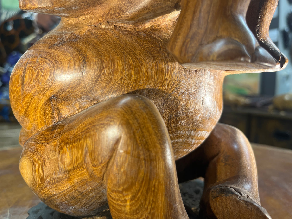 Hand Carved Happy Elephant Mahogany