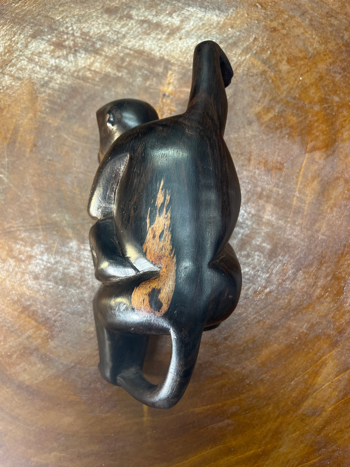 Hanging Ebony Mother and Baby Monkey