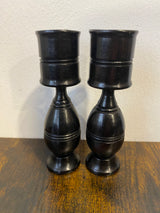 Pair of Handmade Ebony Candle Holders