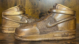 Pair of Nike Air Force One High V2.1 Hand Carved Mahogany Display Piece