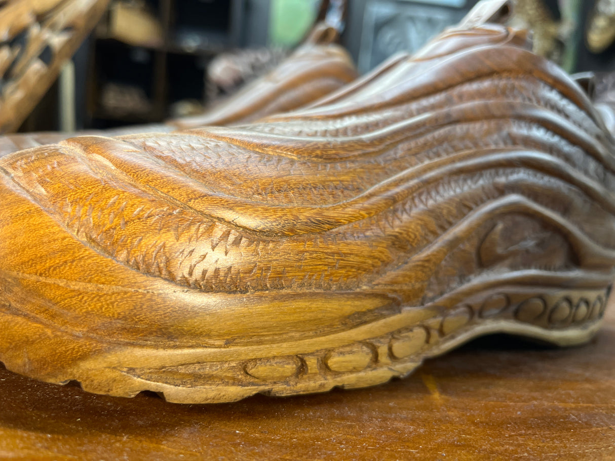 Pair of Nike Air Max 97 Ultra V1.1 Hand Carved Mahogany Display Piece
