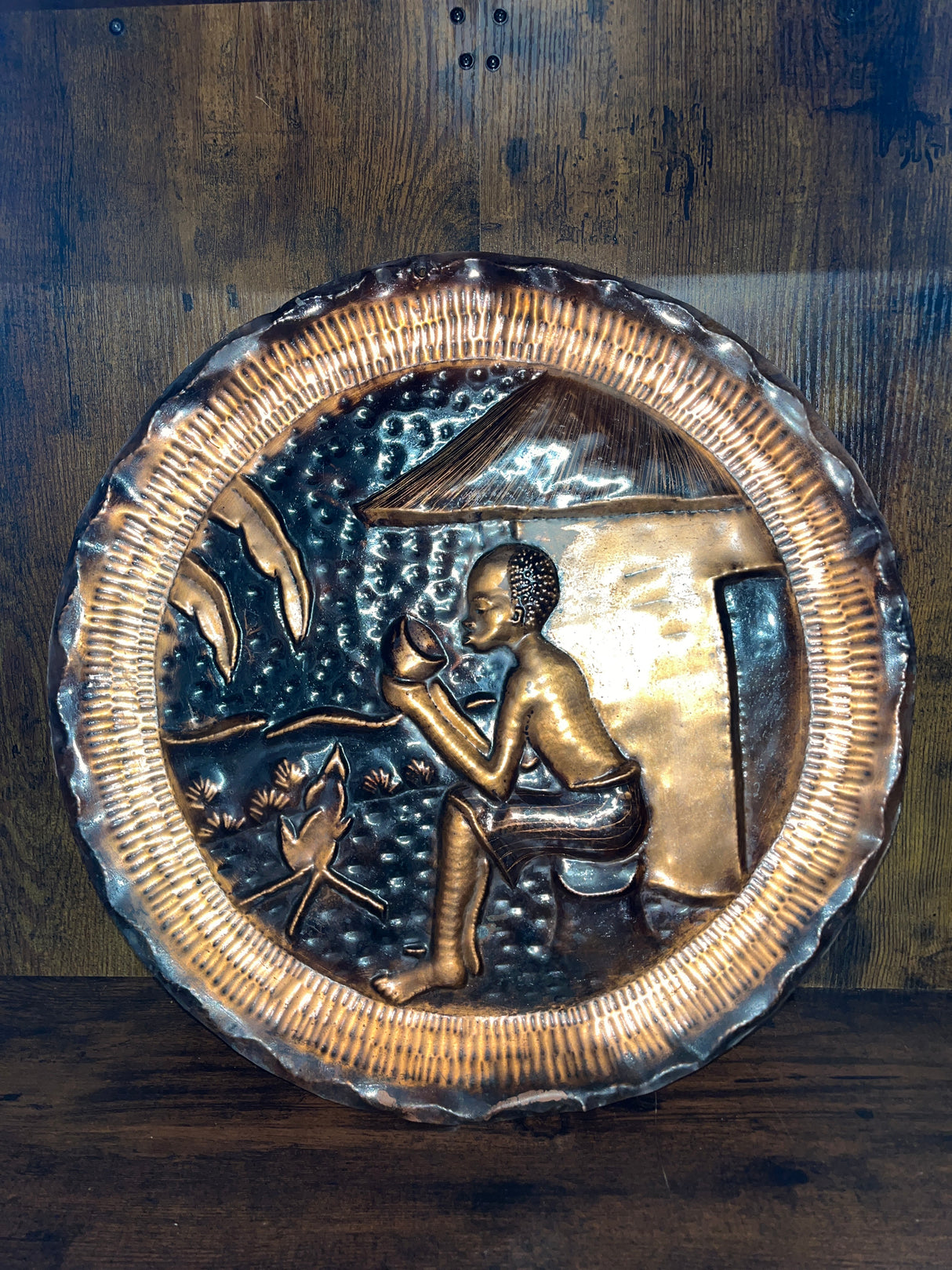Hammered Copper Frame Boy Eating