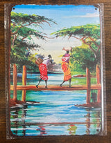 African Inspired Metal Plates Room Decor 20 x 14cm