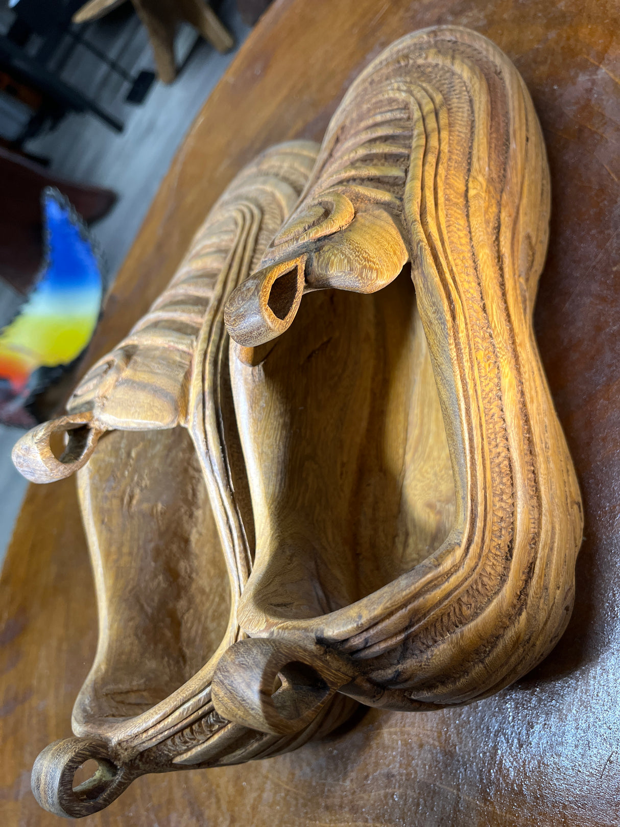 Pair of Nike Air Max 97 V1.1 Hand Carved Mahogany Display Piece