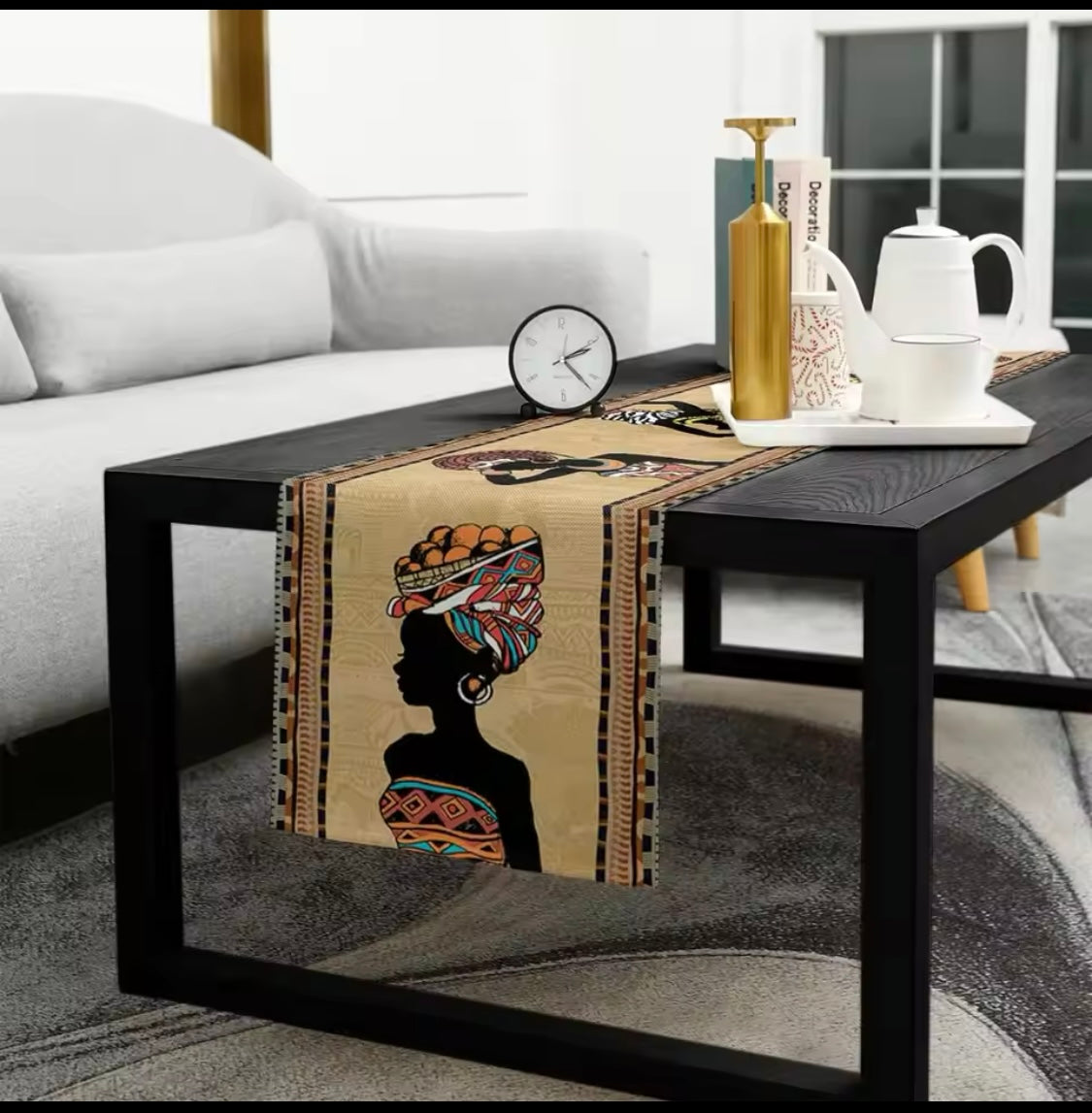 African Themed Linen Table Runner - 200 x 33cm