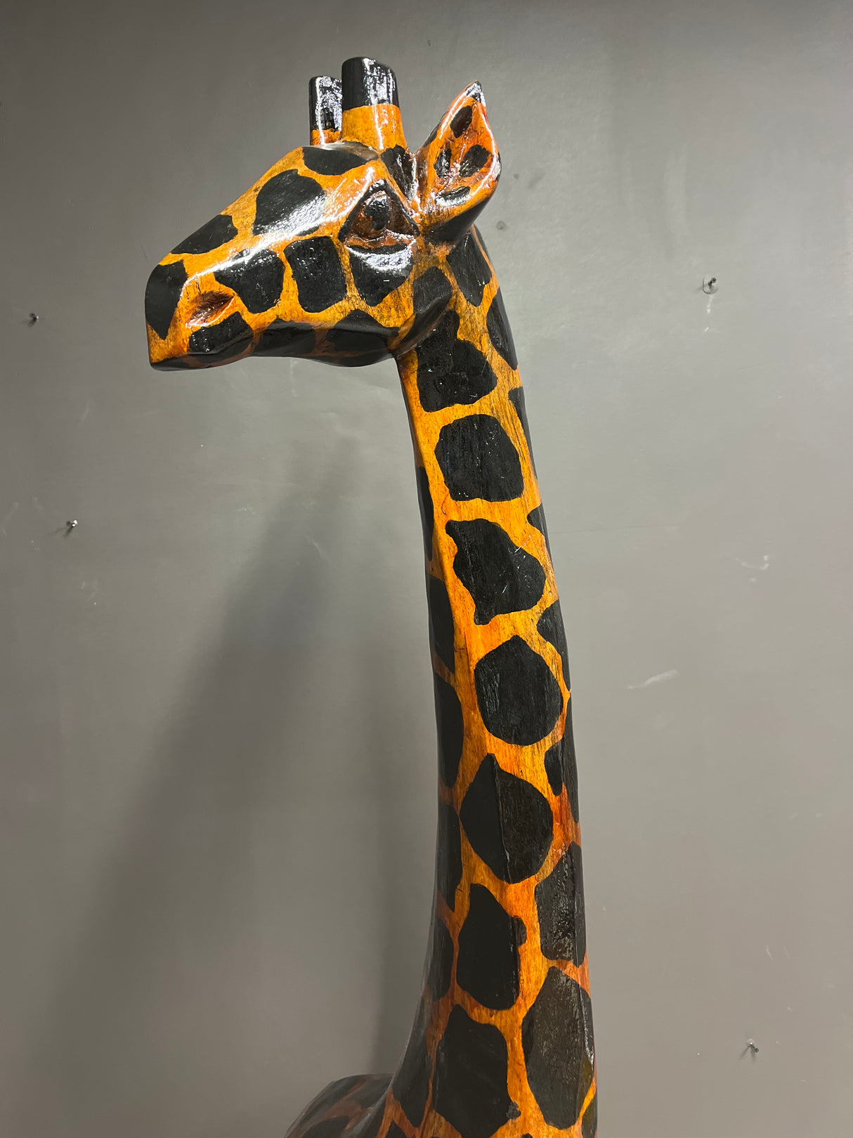 Awe Inspiring African Handmade Wooden Life Size Giraffe