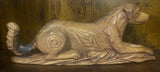 Textured Hand Carved Mahogany Resting Dog