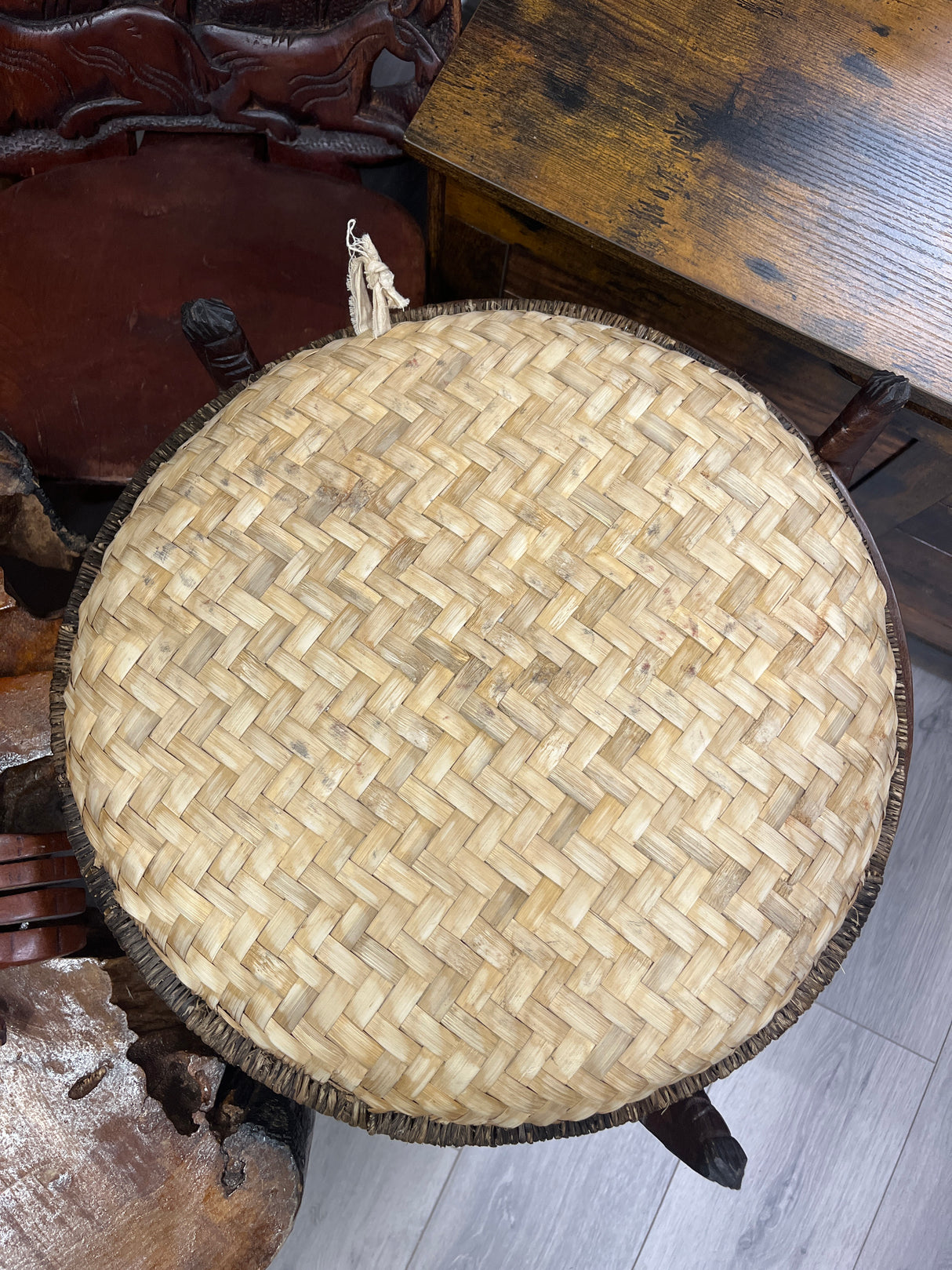 Handmade Wicker, cloth and Banana leaf Decorative Tray - Lake Malawi Scene