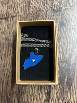 National Flag Country Shape Silver Necklace 60cm Chain