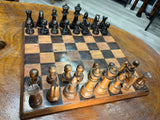 Handmade Chess Board with Ebony and Mahogany Pieces