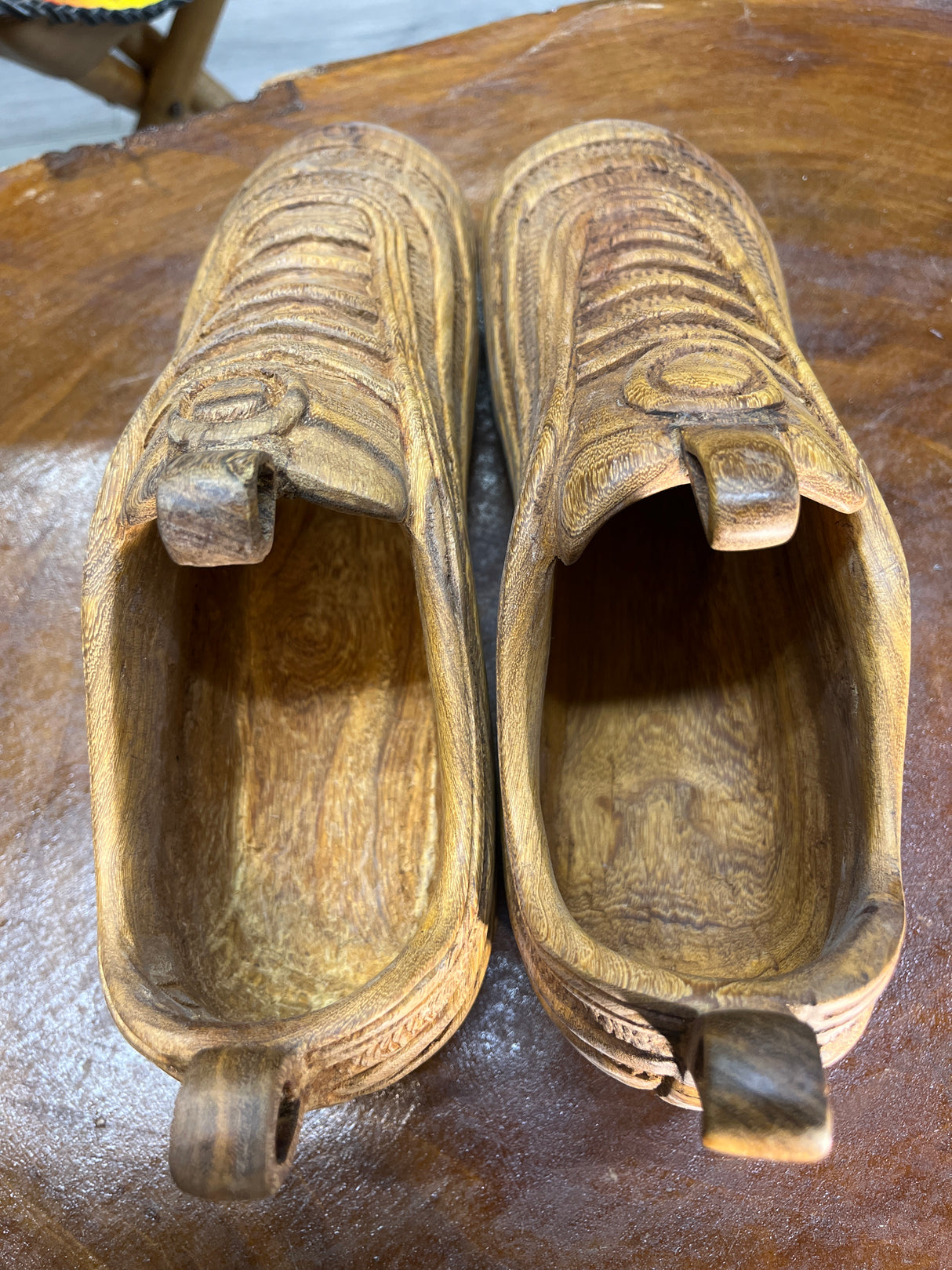 Pair of Nike Air Max 97 V1.1 Hand Carved Mahogany Display Piece