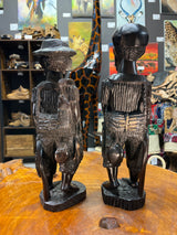 Pair of Ebony Hand Carved Fisherman