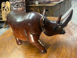 Hand carved Wooden Standing Rhino Curio (Big and Strong Look)