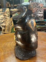 Hand Carved Happy Ebony Elephant