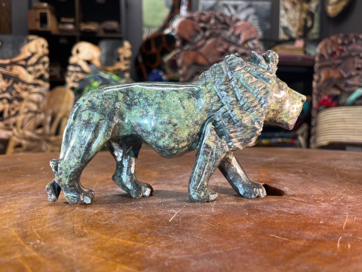 Hand Carved Green Stone Lion