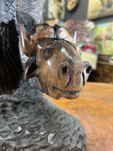 Hand Carved ‘Big 5’ On a Tree Trunk Ornament - Elephant, Leopard, Rhino, Lion, Buffalo