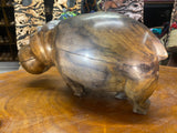 Hand Carved Wooden Smiling Hippo - Mouth Closed