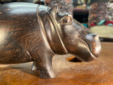 Hand Carved Ebony Wooden Hippo - Mouth Closed