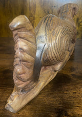 Textured Hand Carved Mahogany Resting Dog