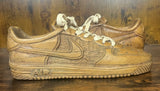 Nike Air Force One Wooden Hand Carved Sneaker with Laces